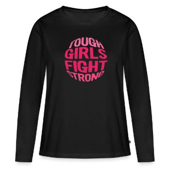 Cancer du sein - T-shirt manches longues Premium bio Femme - noir - Devant - Julia (174cm)