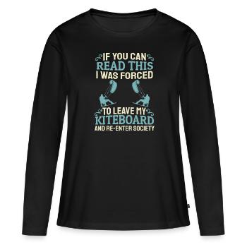 Kitesurfen Kiteboarding Kite Kiten - Frauen Premium Bio Langarmshirt - Schwarz - Vorne - Julia (174cm)