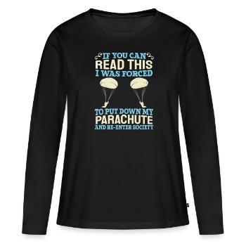 Fallschirmspringen Fallschirmspringer Sky Diving - Frauen Premium Bio Langarmshirt - Schwarz - Vorne - Julia (174cm)