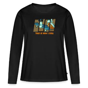 Skateboard Skateboard Skateur - T-shirt manches longues Premium bio Femme - noir - Devant - Julia (174cm)