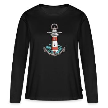 Phare - T-shirt manches longues Premium bio Femme - noir - Devant - Julia (174cm)