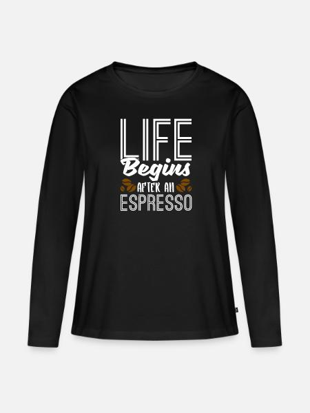 Espresso Kaffee - Frauen Premium Bio Langarmshirt - Schwarz