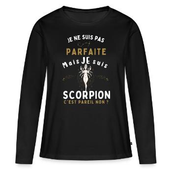 Signe astrologique scorpions humour - T-shirt manches longues Premium bio Femme - noir - Devant - Julia (174cm)