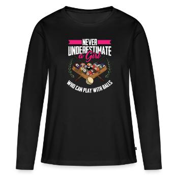 Billard 8 boules - T-shirt manches longues Premium bio Femme - noir - Devant - Julia (174cm)