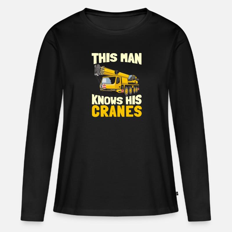 Kran Baukran Kranfahrer Kranführer - Frauen Premium Bio Langarmshirt - Schwarz
