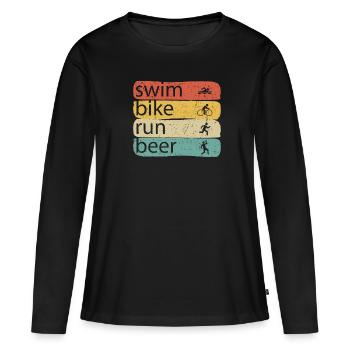 Triathlon - T-shirt manches longues Premium bio Femme - noir - Devant - Julia (174cm)