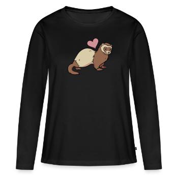 Frettchen - Frauen Premium Bio Langarmshirt - Schwarz - Vorne - Julia (174cm)