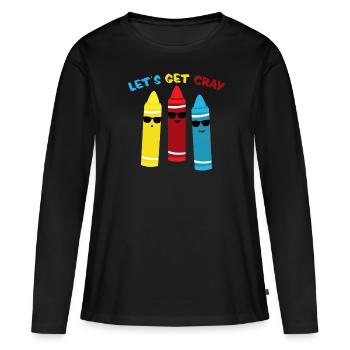 Crayons de cire peinture au crayon à la craie - T-shirt manches longues Premium bio Femme - noir - Devant - Julia (174cm)