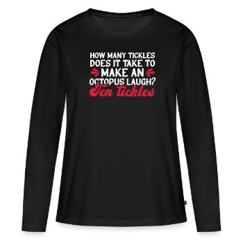 Père blagues Papa Blagues - T-shirt manches longues Premium bio Femme - noir - Devant - Julia (174cm)