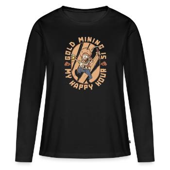 Mines d’or - T-shirt manches longues Premium bio Femme - noir - Devant - Julia (174cm)