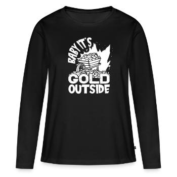 Mines d’or - T-shirt manches longues Premium bio Femme - noir - Devant - Julia (174cm)