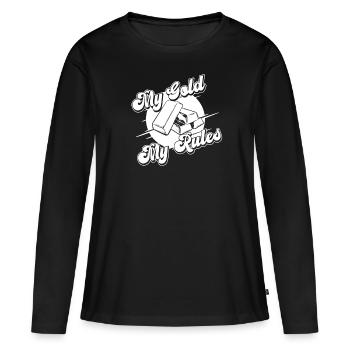 Mines d’or - T-shirt manches longues Premium bio Femme - noir - Devant - Julia (174cm)