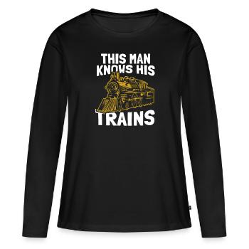 Chemin de fer Train Train Conducteur de train - T-shirt manches longues Premium bio Femme - noir - Devant - Julia (174cm)