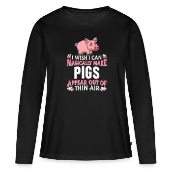 Éleveur de porcs Éleveur de porcs Éleveur de porcs - T-shirt manches longues Premium bio Femme - noir - Devant - Julia (174cm)