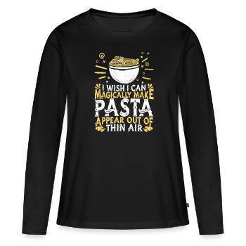 Pâtes Pâtes Plats Pâtes Spaghetti - T-shirt manches longues Premium bio Femme - noir - Devant - Julia (174cm)