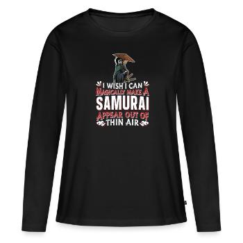 Samouraï - T-shirt manches longues Premium bio Femme - noir - Devant - Julia (174cm)