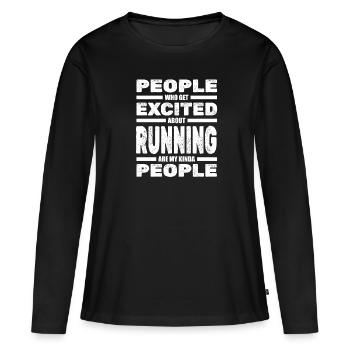 Jogging Running Running Coureurs - T-shirt manches longues Premium bio Femme - noir - Devant - Julia (174cm)