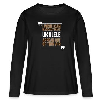 Ukulélé - T-shirt manches longues Premium bio Femme - noir - Devant - Julia (174cm)