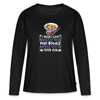 Bol Pho - T-shirt manches longues Premium bio Femme - noir - Devant - Julia (174cm)
