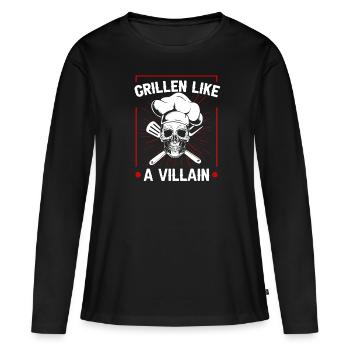 Grill grill maître BBQ - T-shirt manches longues Premium bio Femme - noir - Devant - Julia (174cm)
