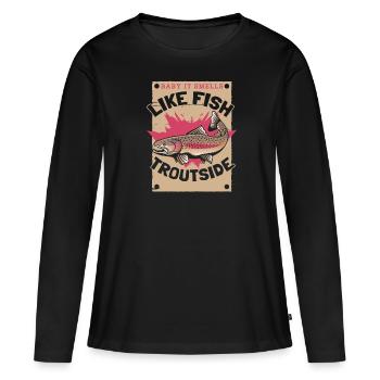 Pêcheur Pêcheur Pêcheurs Pêche - T-shirt manches longues Premium bio Femme - noir - Devant - Julia (174cm)