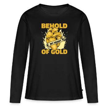 Mines d’or - T-shirt manches longues Premium bio Femme - noir - Devant - Julia (174cm)