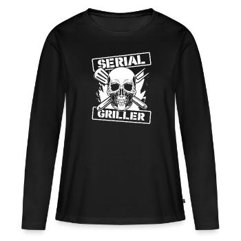 Grill grill maître BBQ - T-shirt manches longues Premium bio Femme - noir - Devant - Julia (174cm)