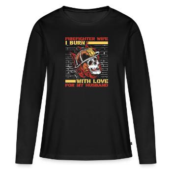 Pompier volontaire Pompier - T-shirt manches longues Premium bio Femme - noir - Devant - Julia (174cm)