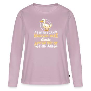 Tir au canard - T-shirt manches longues Premium bio Femme - rose poudré - Devant - Julia (174cm)