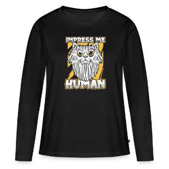 Location de chat Chat Domestique Cat - T-shirt manches longues Premium bio Femme - noir - Devant - Julia (174cm)