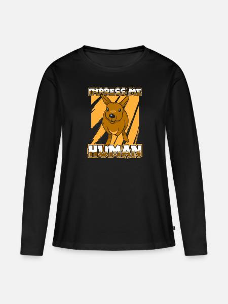 Känguru - Frauen Premium Bio Langarmshirt - Schwarz
