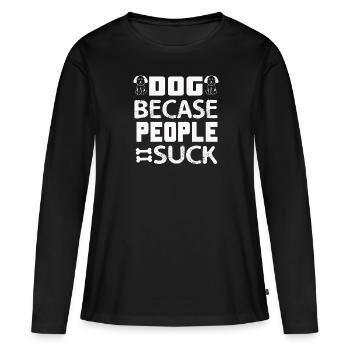 Chiot - T-shirt manches longues Premium bio Femme - noir - Devant - Julia (174cm)
