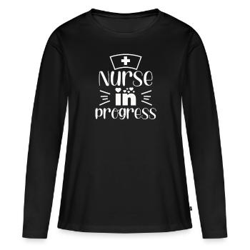Nurse in Progress - Women's Premium Organic Long Sleeve Shirt - black - Front - Julia (174cm)