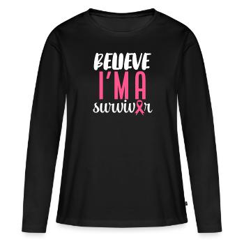 Croyez que je suis un survivant - T-shirt manches longues Premium bio Femme - noir - Devant - Julia (174cm)