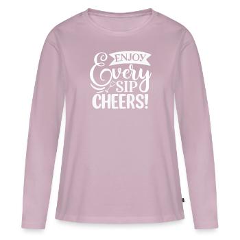 Profitez de chaque gorgée d’acclamations - T-shirt manches longues Premium bio Femme - rose poudré - Devant - Julia (174cm)