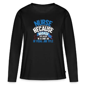 Krankenschwester, weil Held kein Titel ist - Frauen Premium Bio Langarmshirt - Schwarz - Vorne - Julia (174cm)