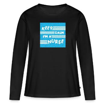INFIRMIÈRE Infirmière - T-shirt manches longues Premium bio Femme - noir - Devant - Julia (174cm)