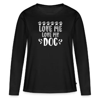 Aime-moi Aime mon chien - T-shirt manches longues Premium bio Femme - noir - Devant - Julia (174cm)