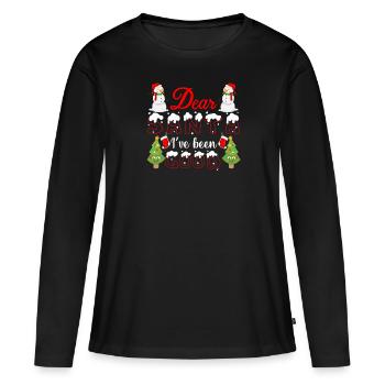 LIEBER WEIHNACHTSMANN, ICH WAR BRAV Weihnachtszeit - Frauen Premium Bio Langarmshirt - Schwarz - Vorne - Julia (174cm)