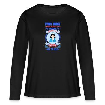 INFIRMIÈRE Infirmière - T-shirt manches longues Premium bio Femme - noir - Devant - Julia (174cm)