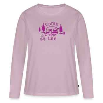 Camp Leben Wandershirt - Frauen Premium Bio Langarmshirt - Altrosa - Vorne - Julia (174cm)