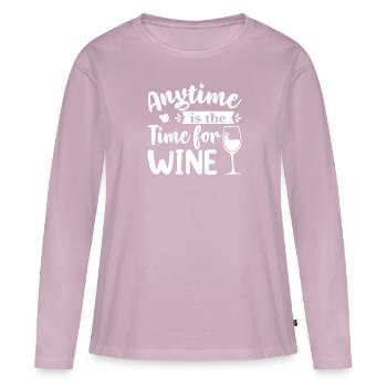 N’importe quand est un bon moment pour le vin - T-shirt manches longues Premium bio Femme - rose poudré - Devant - Julia (174cm)
