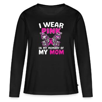 Je porte du rose en mémoire de ma mère - T-shirt manches longues Premium bio Femme - noir - Devant - Julia (174cm)