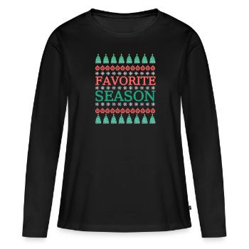 Modèle norvégien de saison le plus populaire - T-shirt manches longues Premium bio Femme - noir - Devant - Julia (174cm)