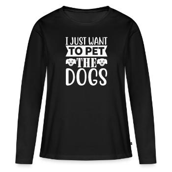 Je veux juste caresser les chiens - T-shirt manches longues Premium bio Femme - noir - Devant - Julia (174cm)