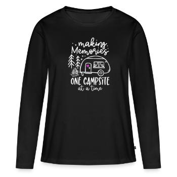 Camping Erinnerungen - Frauen Premium Bio Langarmshirt - Schwarz - Vorne - Julia (174cm)