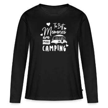 Camping Erinnerungen Urlaub - Frauen Premium Bio Langarmshirt - Schwarz - Vorne - Julia (174cm)