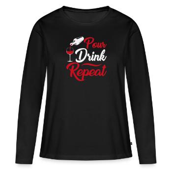 Verser la boisson répéter - T-shirt manches longues Premium bio Femme - noir - Devant - Julia (174cm)