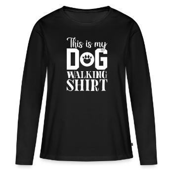 Das ist mein Gassi Shirt - Frauen Premium Bio Langarmshirt - Schwarz - Vorne - Julia (174cm)