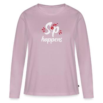 Sip se produit - T-shirt manches longues Premium bio Femme - rose poudré - Devant - Julia (174cm)